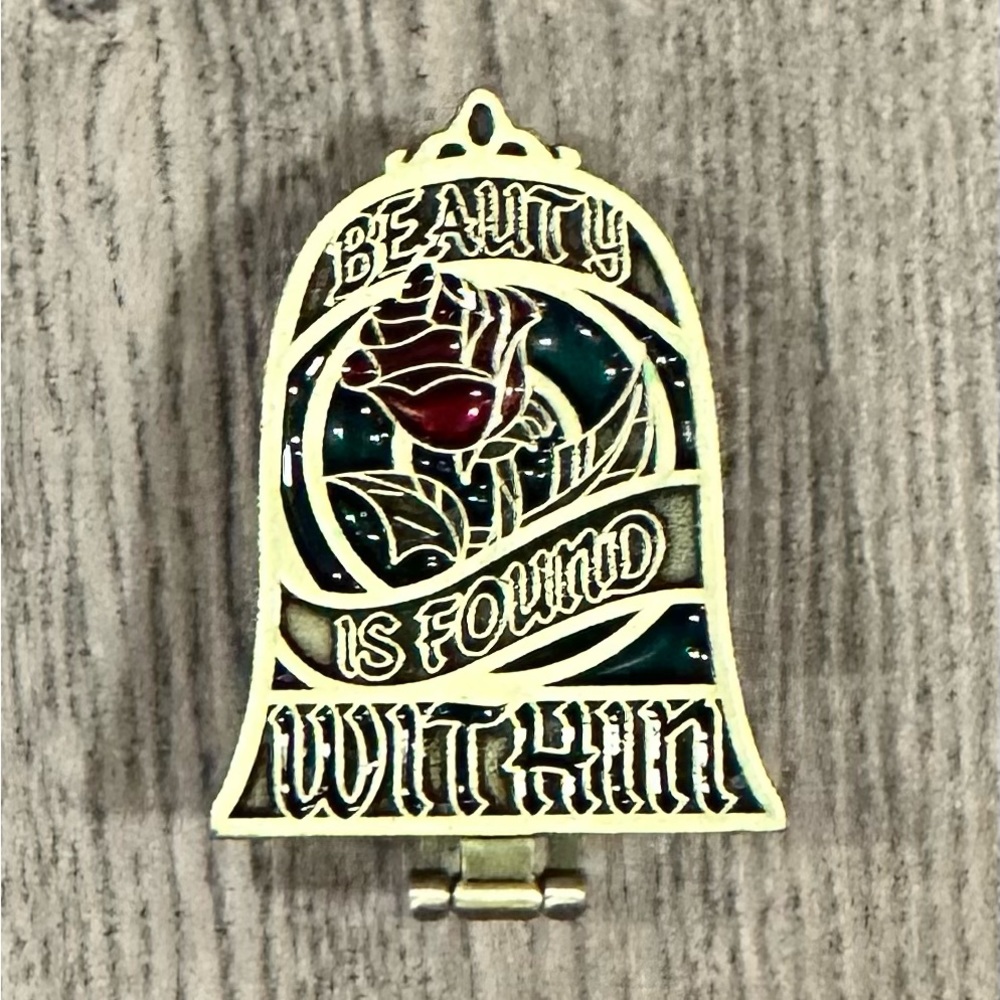 Beauty and the beast, rose mirror pin